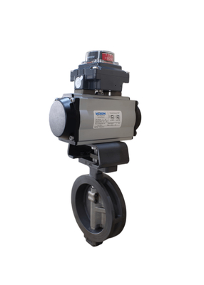 PFA dilapisi dan PTFE dilapisi klep butterly BFV Flanged Tipe Wafer Klep kupu-kupu Pneumatic On Off Valve