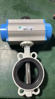 Aluminum Pneumatic Butterfly Valve Wafer Type ISO5211 Standard