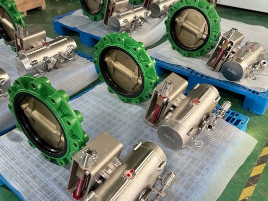 Pneumatic Lug Butterfly Valve Aluminium Perunggu EPDM Seal 2-24 Inch