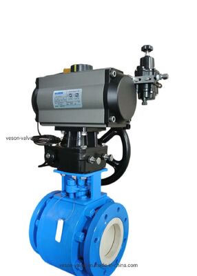 Baja tahan karat 316 Full Port Pneumatic Ball Valve dengan ISO5211 Standard Flanged End