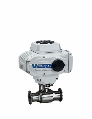 Sanitary Stainless Steel Electric Actuated Ball Valve with ISO5211 Standard and 3-PC Clamp Type Design