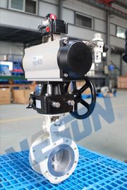 Pneumatic Actuator Dioperasikan Butterfly Valve Tipe Flanged Double Acting / Spring Return Air open actuated valve =