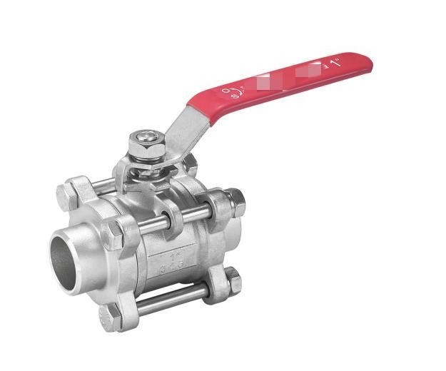 1000 WOG 3 Piece 316 Stainless Steel Socket Weld Ball Valve Dengan Genggam Kunci