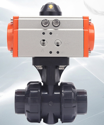 Katup Bola PVC yang Digerakkan Udara Aktuasi Aktuasi Ganda Aktuasi Langsung Aktuasi Pneumatik uPVC True Union Ball Valve