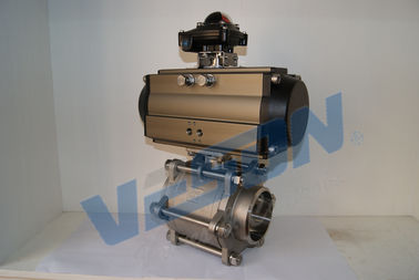 Pneumatic Ball Valve Rotary Actuator 3 Posisi Dengan Standar ISO ulir NPT BSPT Socket Weld End